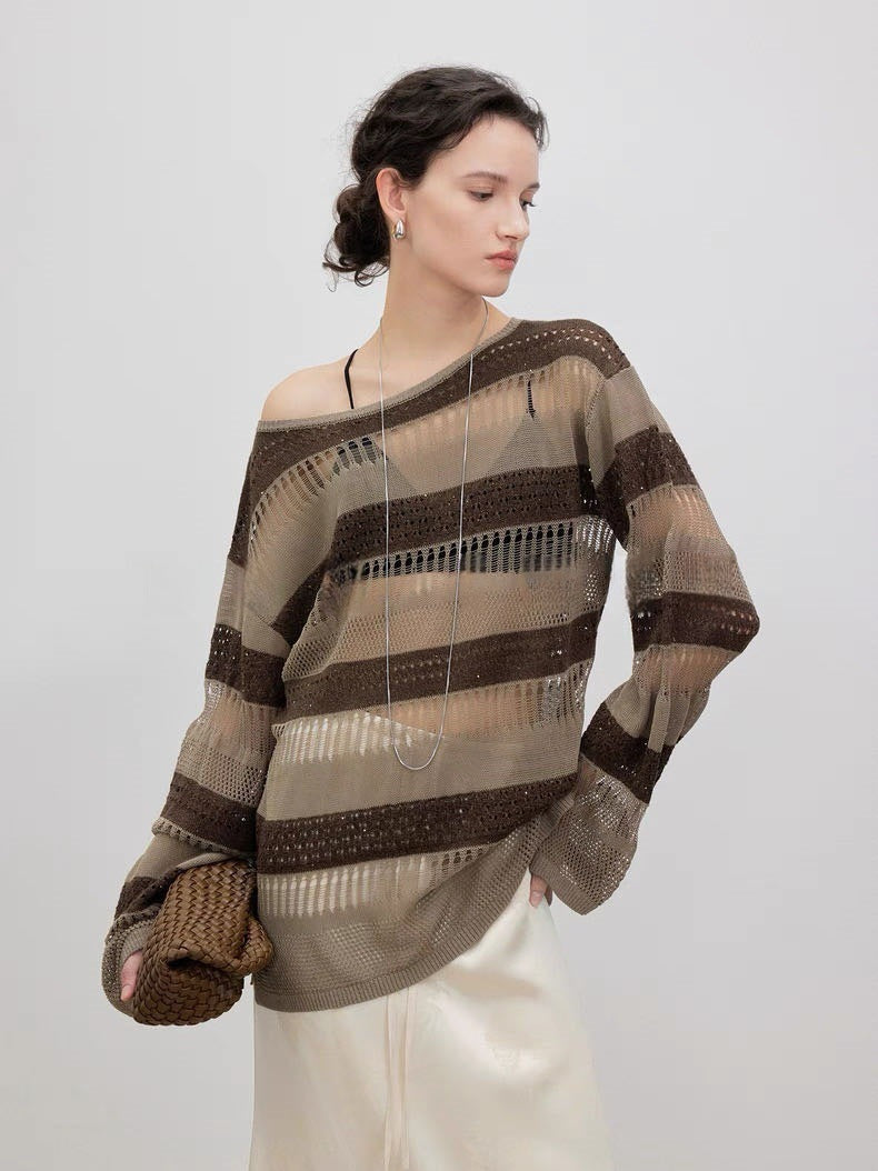 Pull en maille aéré pour femme avec un motif en dentelle tendance Chic & Stil