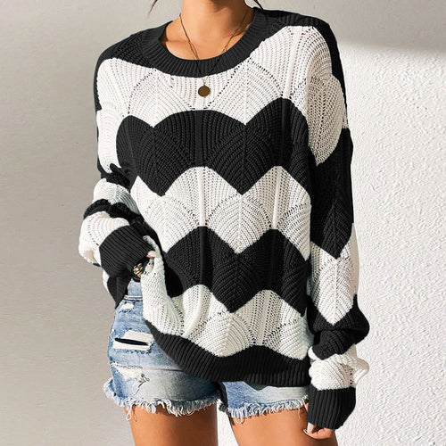 Pull en tricot pour femmes avec motif ondulé et coupe ample Chic & Stil