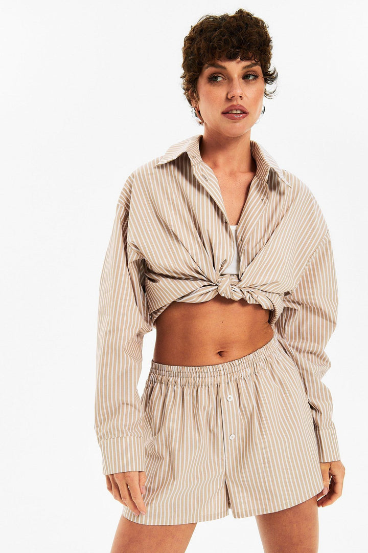 Amarae elegant casual pajama set for women with striped design and loose fit