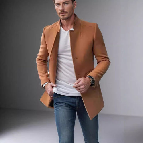 Men's Modern Blazer with Straight Cut and Elegant Stand-Up Collar Amarae