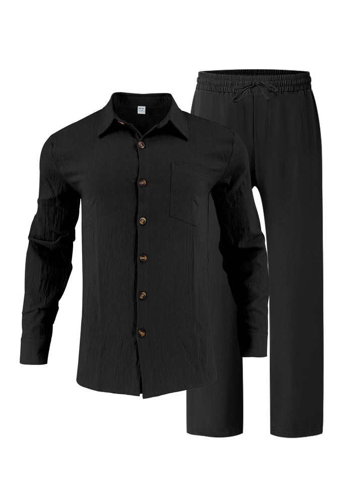 Men's elegant shirt and casual trousers set chic and style