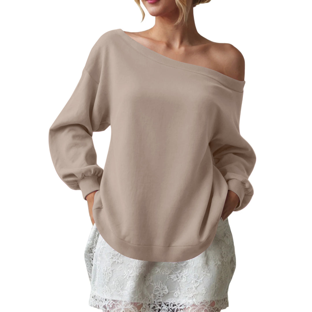 Ladies Creative Oversized Sweatshirt with Chic and Stylish Shoulder Details