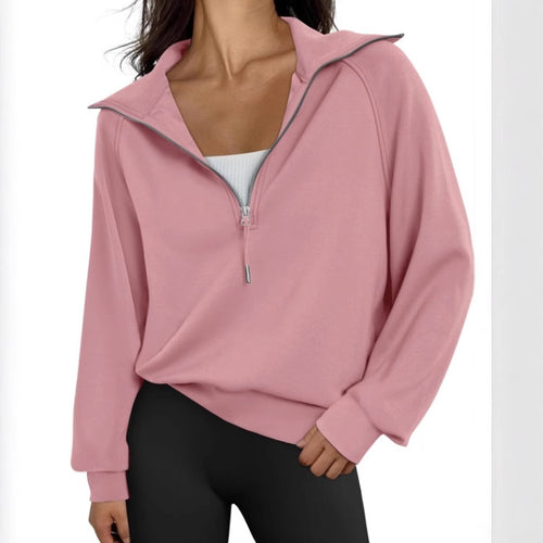 Casual pullover for women with high collar and zip Amarae
