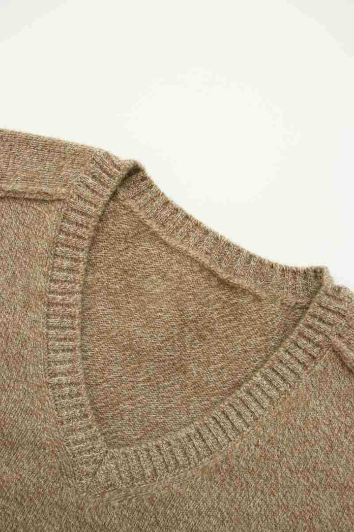 Pull V côtelé pour femmes en laine de haute qualité Chic & Stil