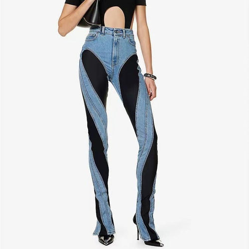 Jeans taille haute à la mode pour femmes avec fentes latérales Chic & Stil