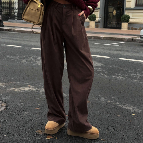 Wide corduroy pants for women with pleats Amarae