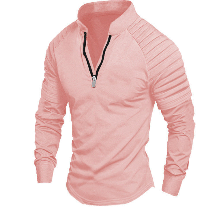 Men's training T-shirt with high collar and discreet zipper Lune London