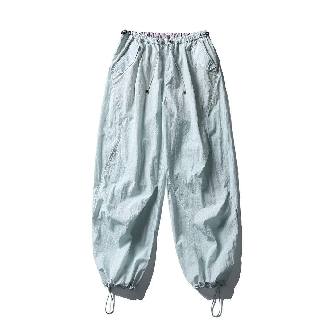 Unisex Wide Utility Pants with Balloon Silhouette, Elastic Drawstring Waistband and Cuffs Amarae