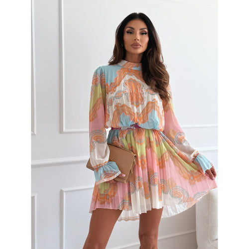 Women Elegant Chic Pleated Mini Dress