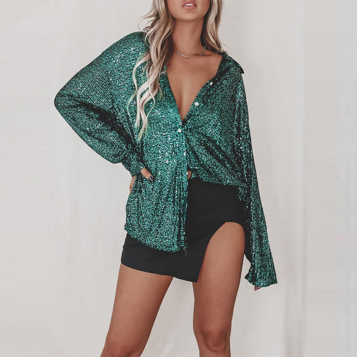 Women's Glittering Oversized Shirt Blouse Amarae