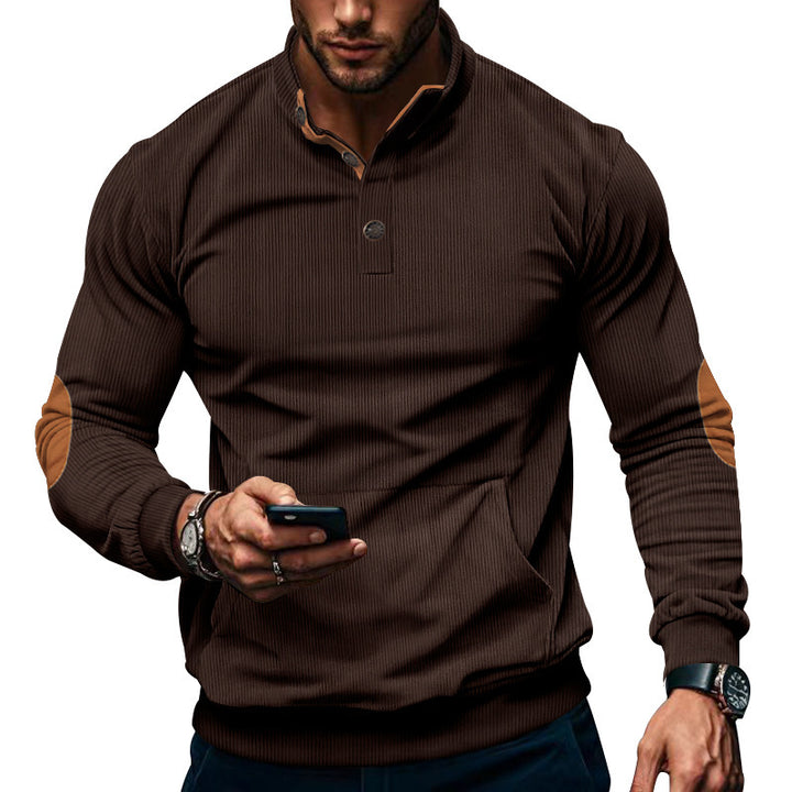 Casual men's sweater with button placket and textured surface Lune London