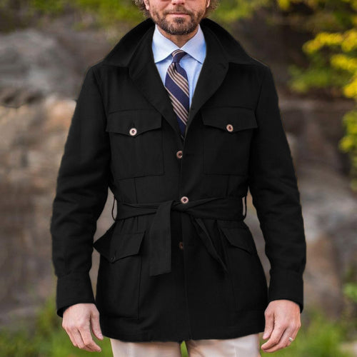Utility jacket for men with waist belt and functional pockets Amarae