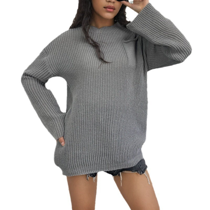 Ladies Large knitted sweater with a modern rib pattern and raglan sleeves Lune London