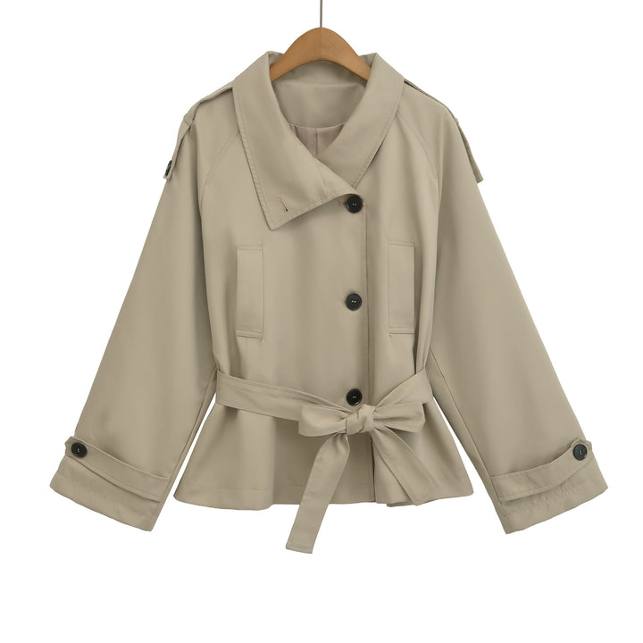 Ladies short trench with tie belt and wide arm Amarae