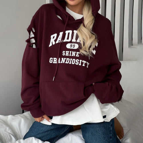 Oversized hoodie for women with trendy tear details Amarae