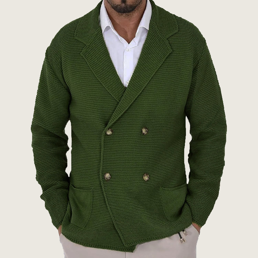 Men's knitted jacket with double breasting and modern pockets Lune London