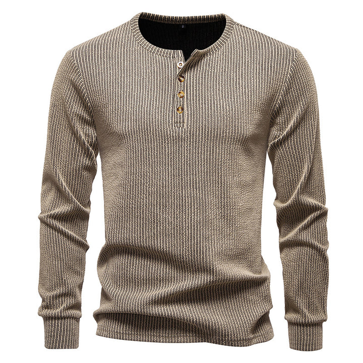 Long sleeve shirt for men with textured ribbed pattern and trendy button placket Lune London