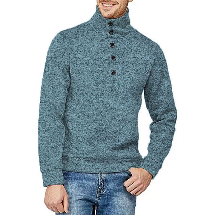 Men's High-Quality Sweater with High Neck and Button Detail Lune London