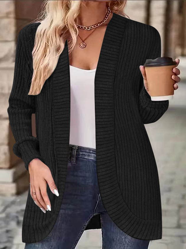 Women’s comfy knit cardigan with modern ribbed pattern Lune London
