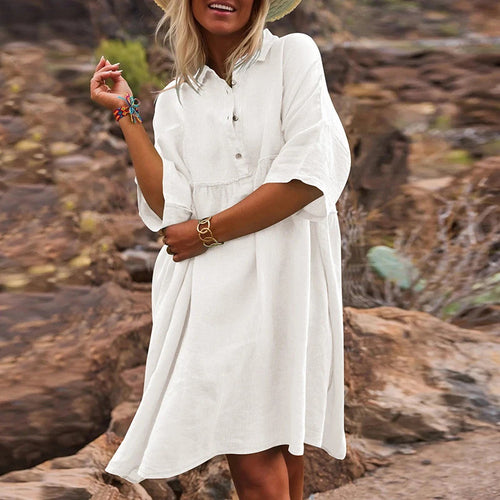 Ladies Casual Cut Versatile Linen Dress Amarae