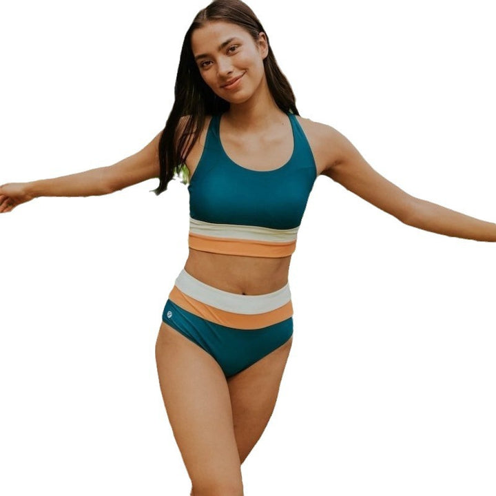 Lune London color-block high-waisted swimsuit for women