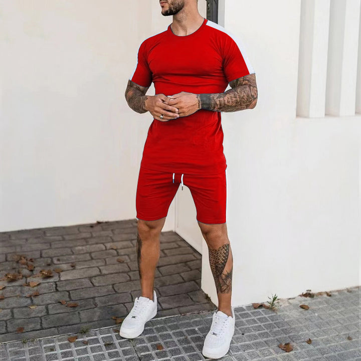 Men's sports set with short sleeves and shorts with contrasting details Lune London