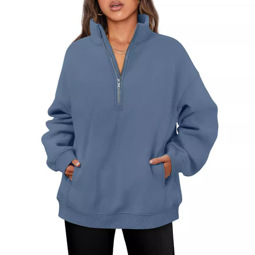 Casual oversized fleece sweater for women with high collar Amarae