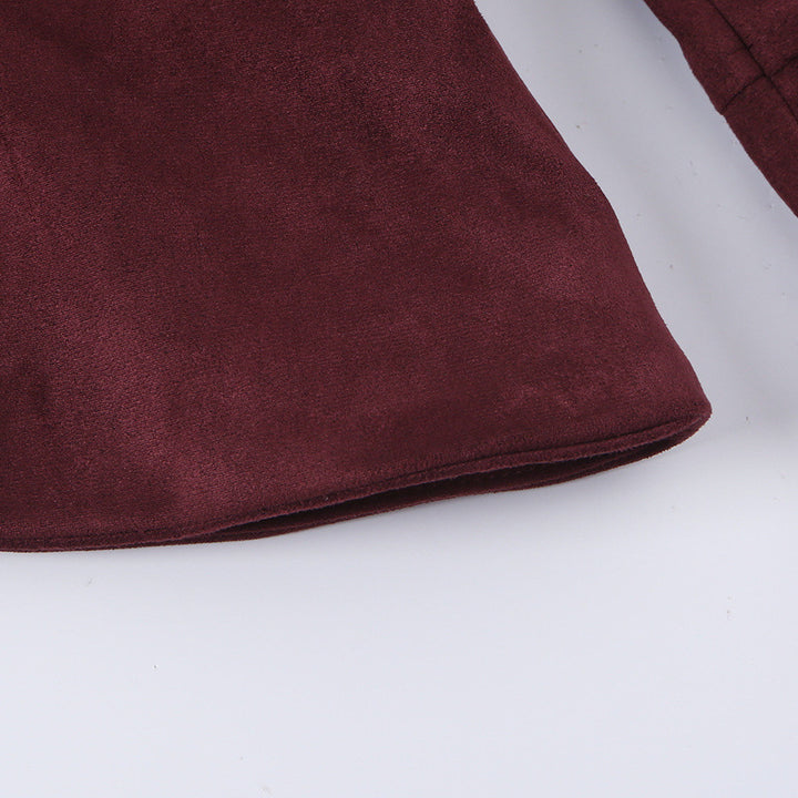 Ladies tailored parade jacket made of velvet imitation with high button placket and shoulder patches Amarae