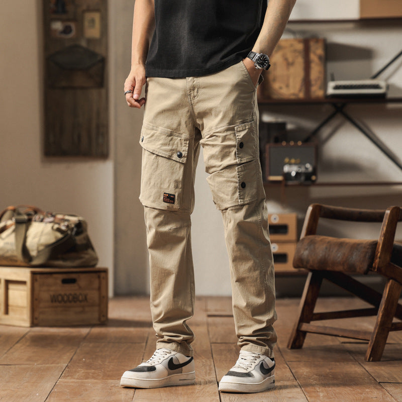 Robust cargo pants for men with elastic waist and multifunctional pockets Lune London