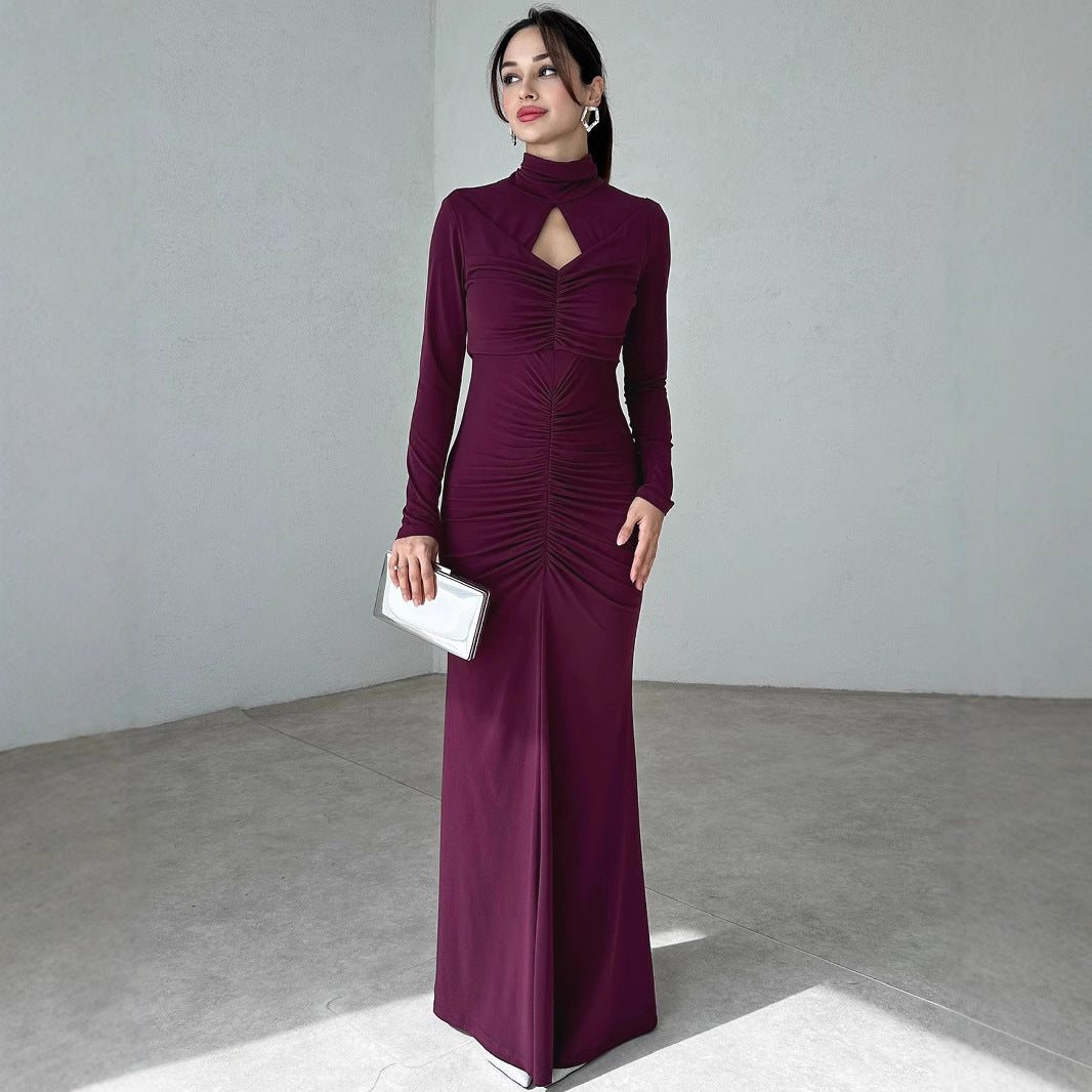 Elegant maxi dress for ladies with a high design and refined gathered elements Lune London