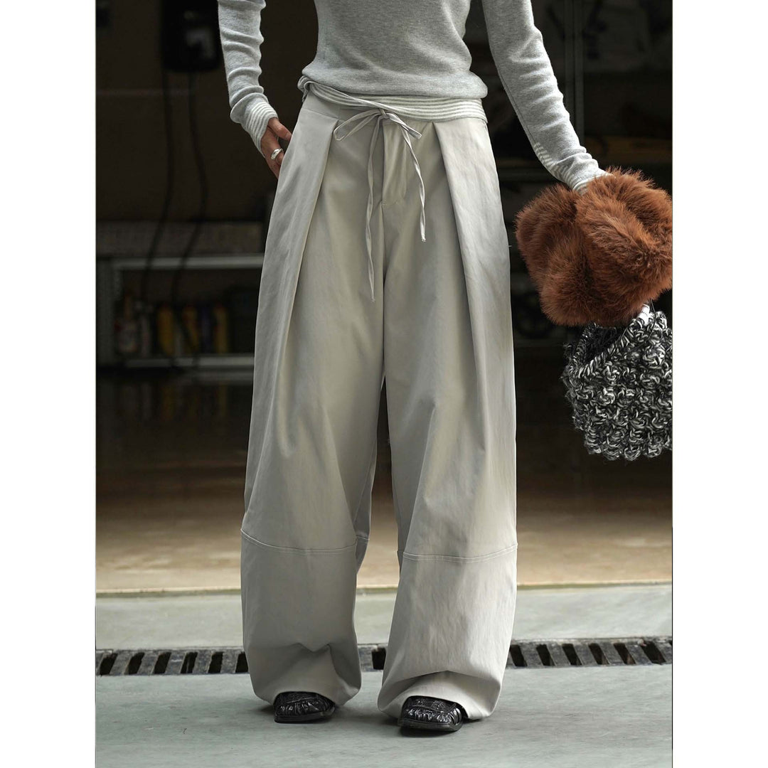 Ladies Extra Wide High-Waist Culotte with Draped Front Panel and Drawstring Waist Amarae