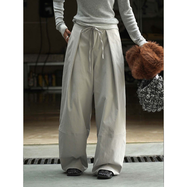 Ladies Extra Wide High-Waist Culotte with Draped Front Panel and Drawstring Waist Amarae