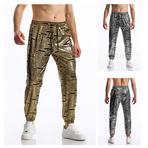 Sporty men's jogger pants with a shiny finish Amarae