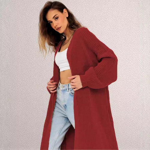 Ladies Long Sleeve Open Front Knit Cardigan Amarae