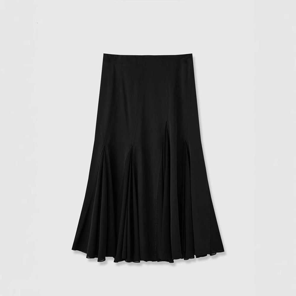 Jupe maxi fluide pour femmes avec plis élégants