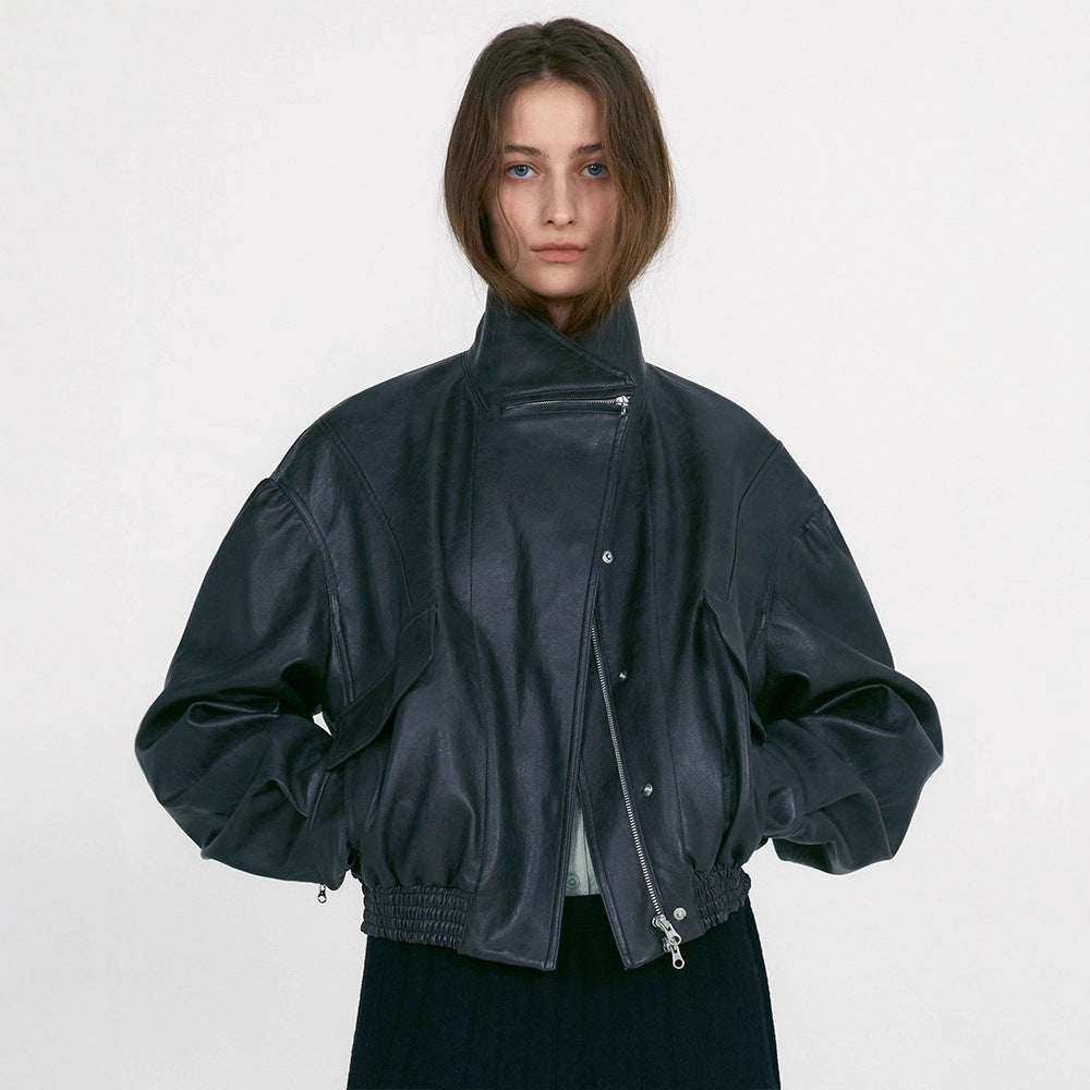 Veste en cuir pour femmes au fit oversized avec poches pratiques Chic & Stil