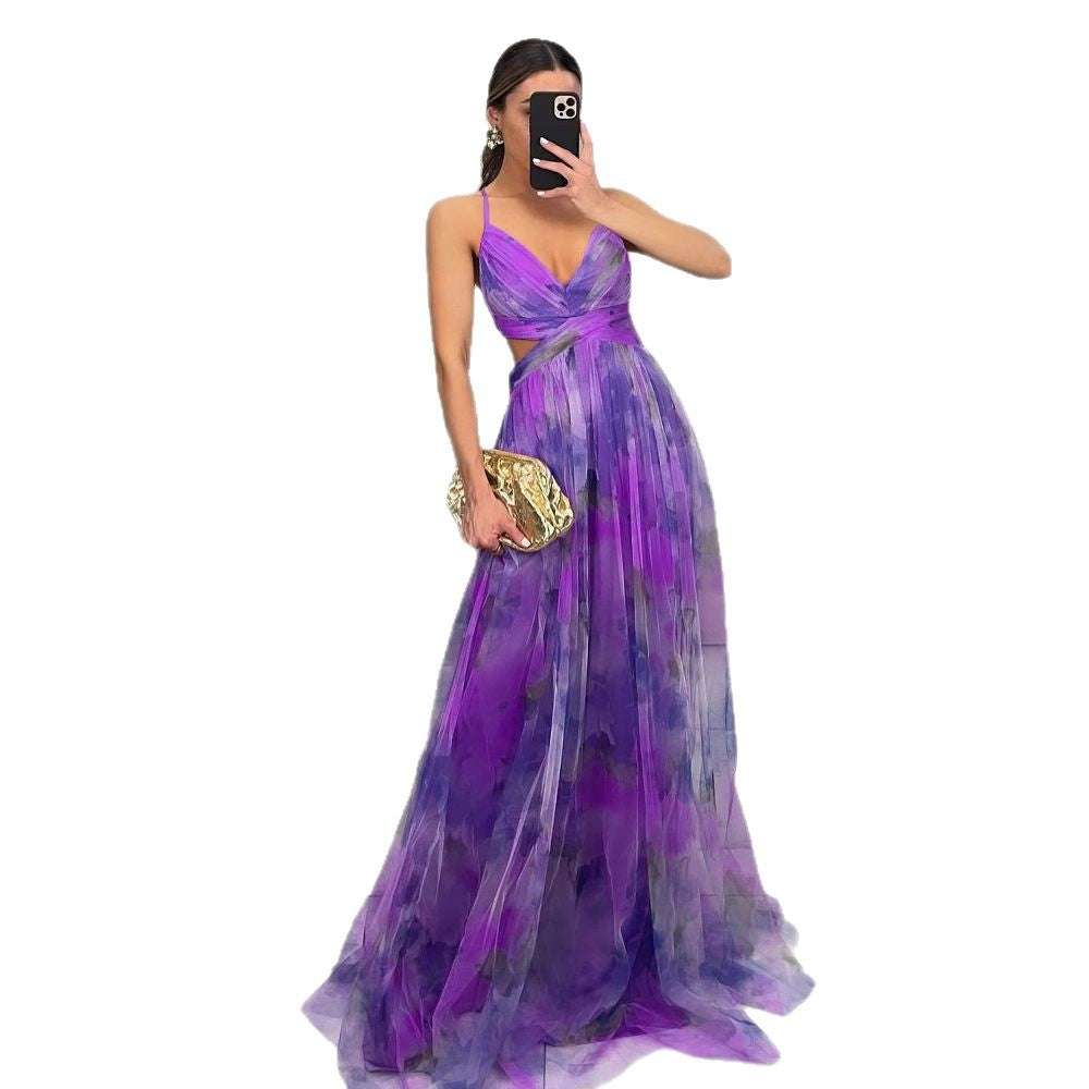 Lune London Floral Chiffon Evening Dress for Women