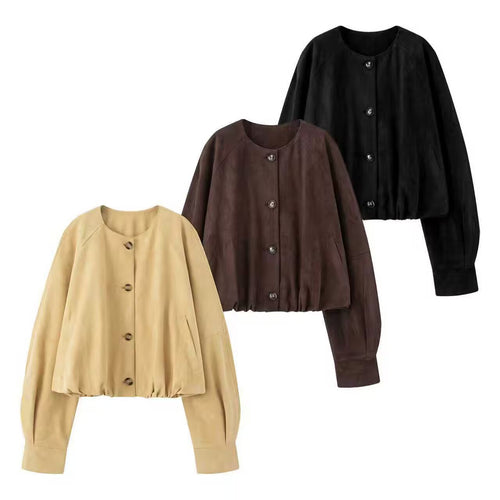 Ladies Soft Suede Lining with Chic Button Treatment Elegant and Style