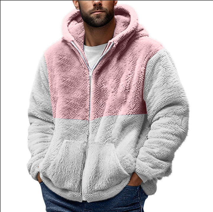 Men's cozy fleece jacket with practical pockets and high collar Chic & Stil