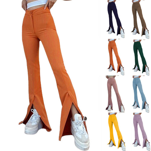 Flared pants for women with side slits and high waist Amarae