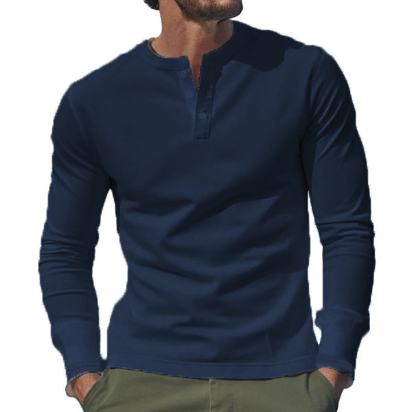 Men's Chic and Stylish Long Sleeve Henley T-shirt