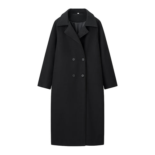 Manteau long élégant pour femmes avec revers classiques et patte de boutonnage double Chic & Stil