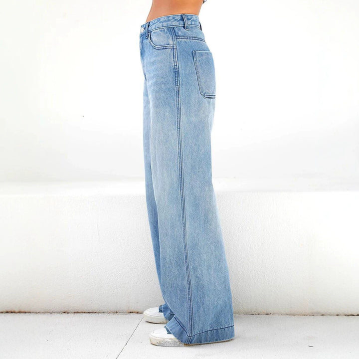Women High-waisted wide Denim jeans in Palazzo cut Amarae