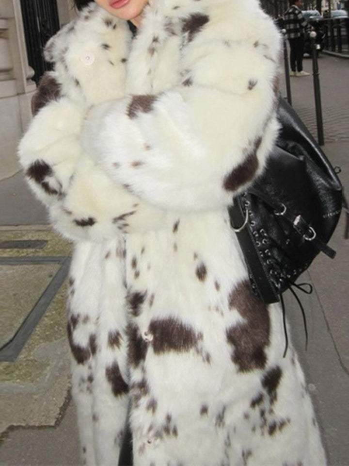 WomenLuxury faux fur coat with bold pattern Lune London