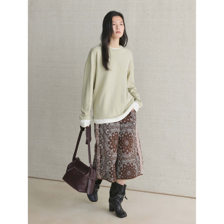Women's Casual Layering Sweatshirt with Round Neck and Dropped Shoulder Amarae