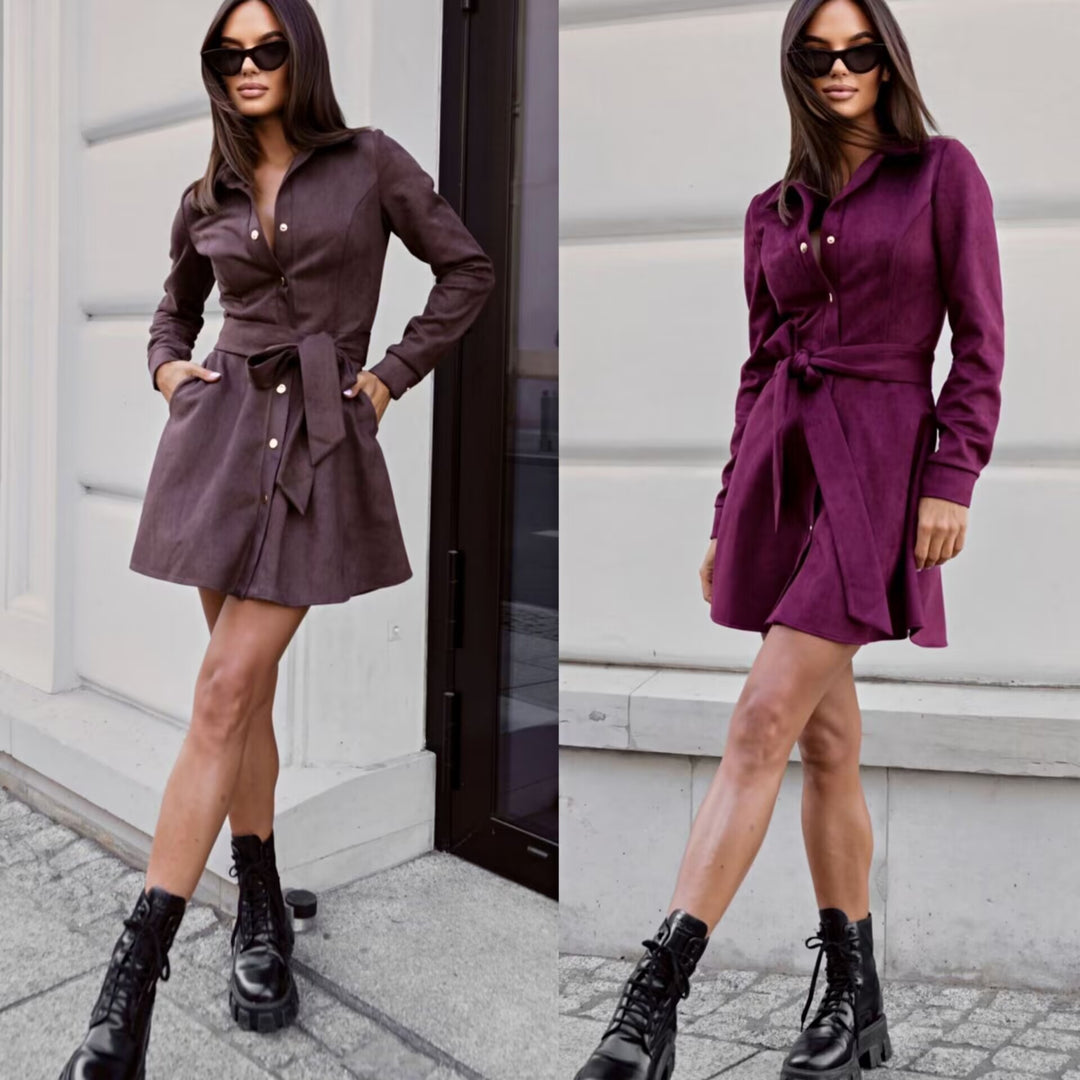 Shirt dress for women with a belt at the waist and elegant button placket Lune London
