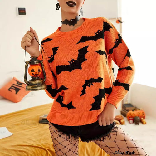 Pull Halloween pour femmes avec motif de chauve-souris amusant Chic & Stil