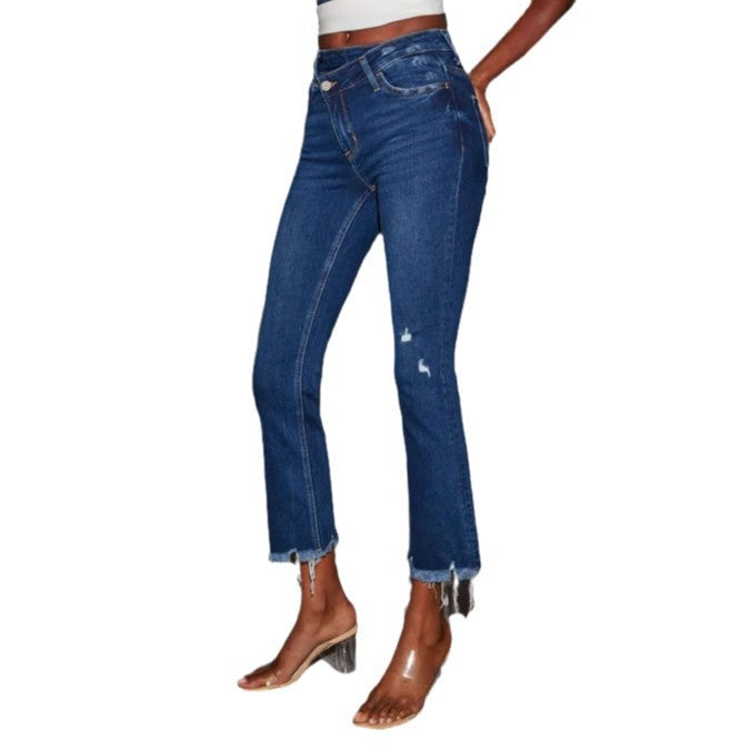 Bootcut jeans for women with frayed hem Lune London