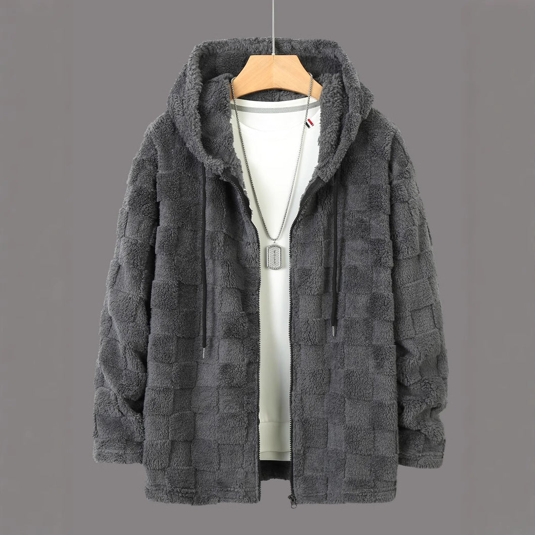 Man Fleece jacket with hood and pockets Lune London