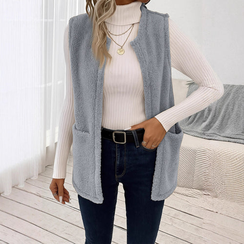 Women fluffy vest with deep pockets Amarae